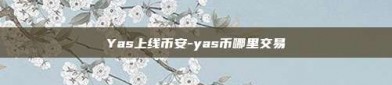 Yas上线币安-yas币哪里交易