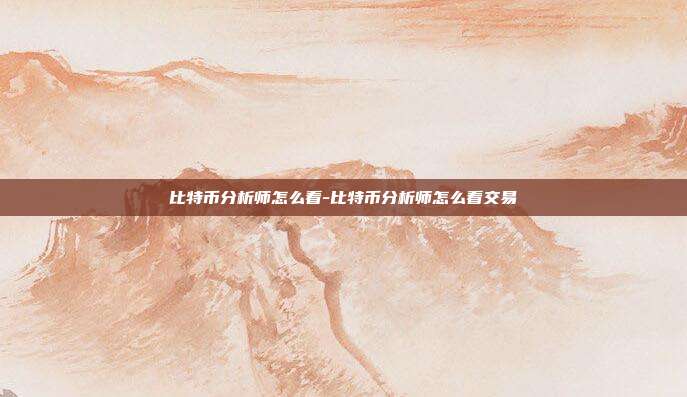 比特币分析师怎么看-比特币分析师怎么看交易