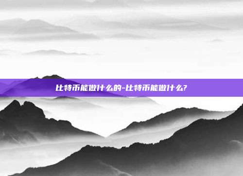 比特币能做什么的-比特币能做什么?