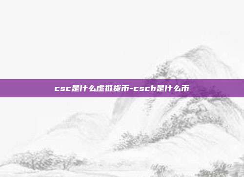 csc是什么虚拟货币-csch是什么币