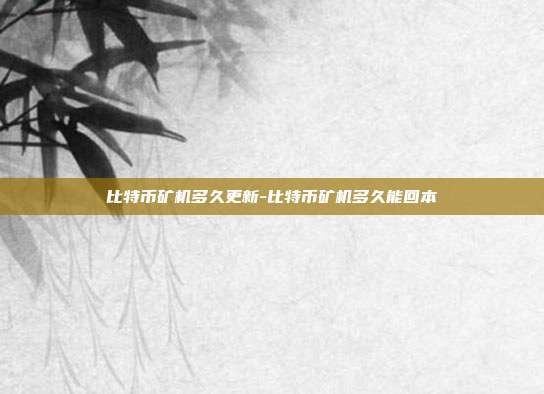 比特币矿机多久更新-比特币矿机多久能回本