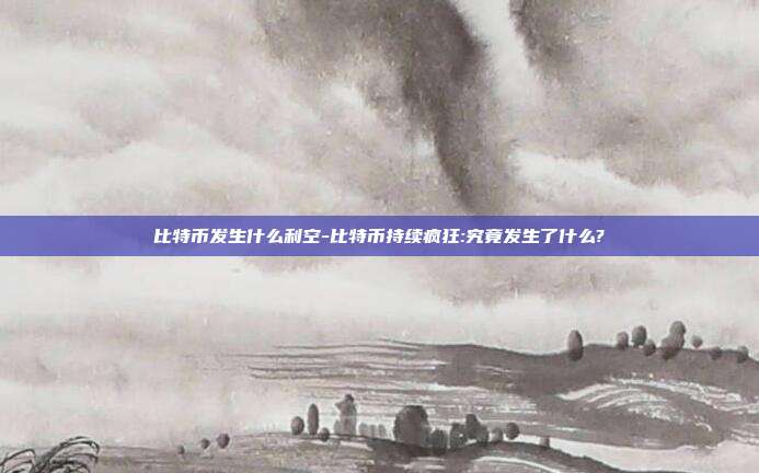 比特币发生什么利空-比特币持续疯狂:究竟发生了什么?