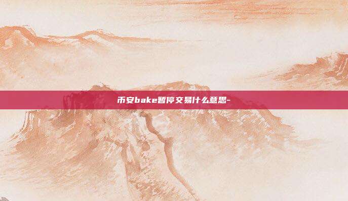 币安bake暂停交易什么意思-