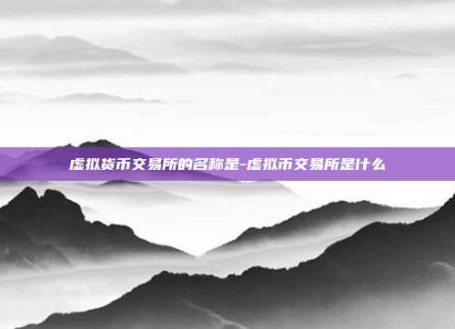 虚拟货币交易所的名称是-虚拟币交易所是什么