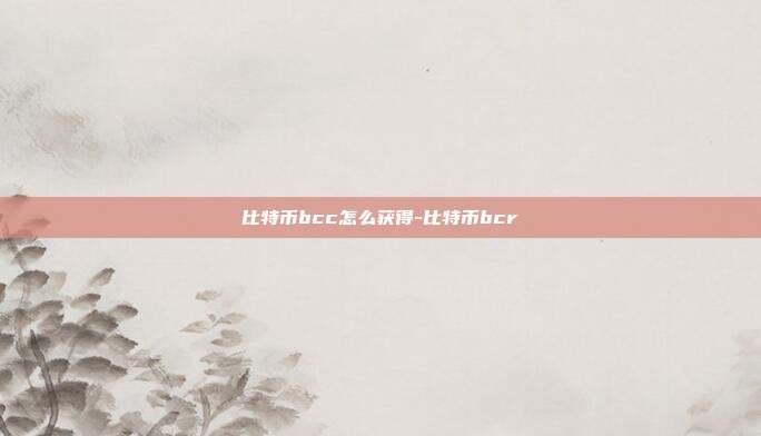 比特币bcc怎么获得-比特币bcr