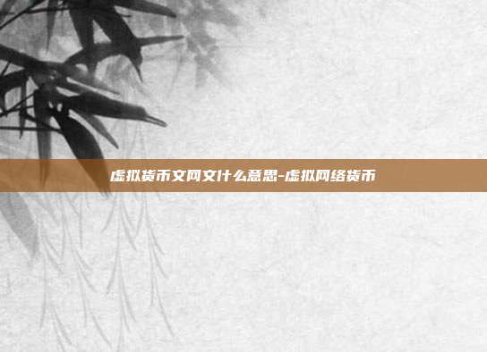 虚拟货币文网文什么意思-虚拟网络货币