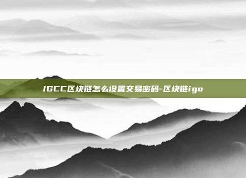 IGCC区块链怎么设置交易密码-区块链igo