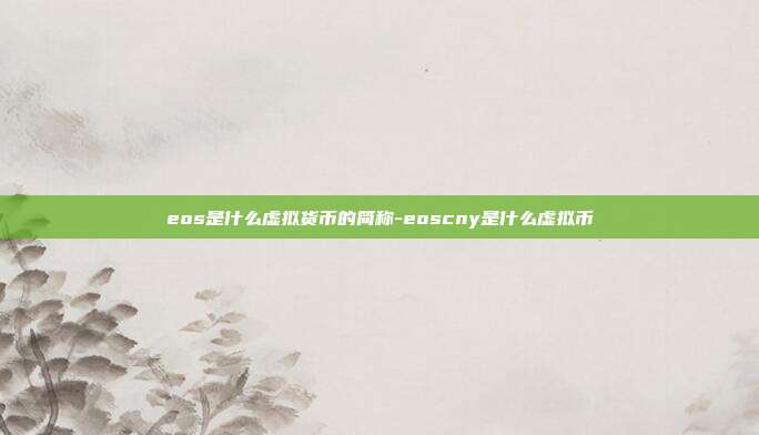 eos是什么虚拟货币的简称-eoscny是什么虚拟币