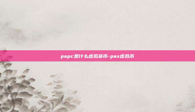 papc是什么虚拟货币-pax虚拟币