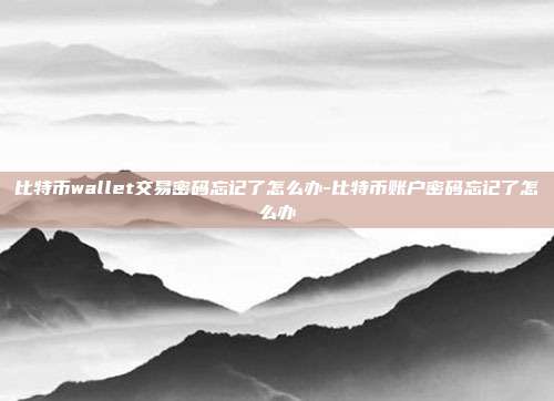 比特币wallet交易密码忘记了怎么办-比特币账户密码忘记了怎么办