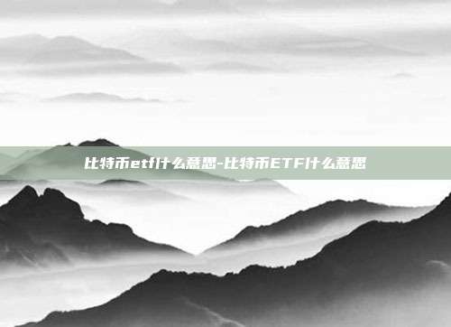 比特币etf什么意思-比特币ETF什么意思