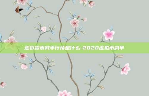 虚拟货币减半行情是什么-2020虚拟币减半