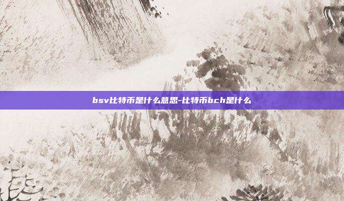 bsv比特币是什么意思-比特币bch是什么