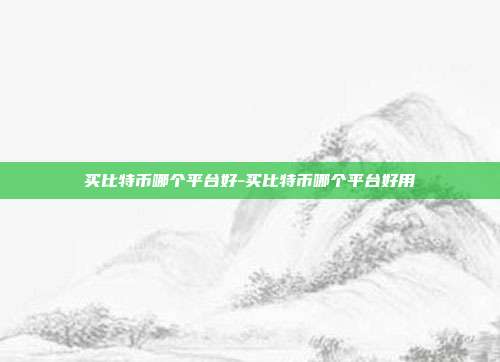 买比特币哪个平台好-买比特币哪个平台好用