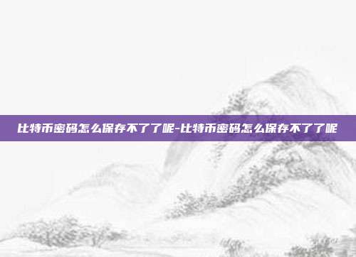 比特币密码怎么保存不了了呢-比特币密码怎么保存不了了呢